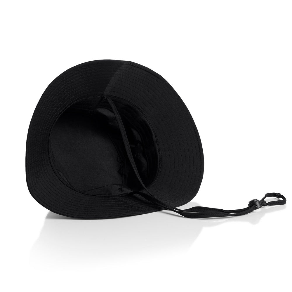 1174 Nylon Wide Brim Bucket Hat - Black Back