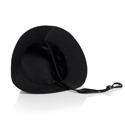 1174 Nylon Wide Brim Bucket Hat - Black Back