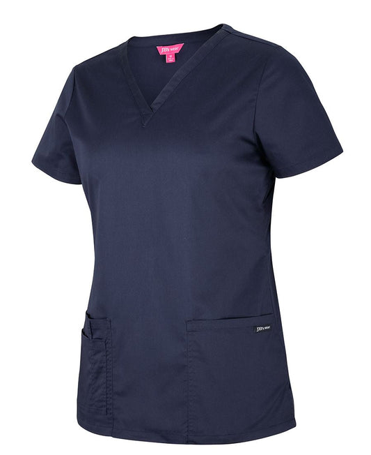 LADIES PREMIUM SCRUB TOP - With Front and back embroidery