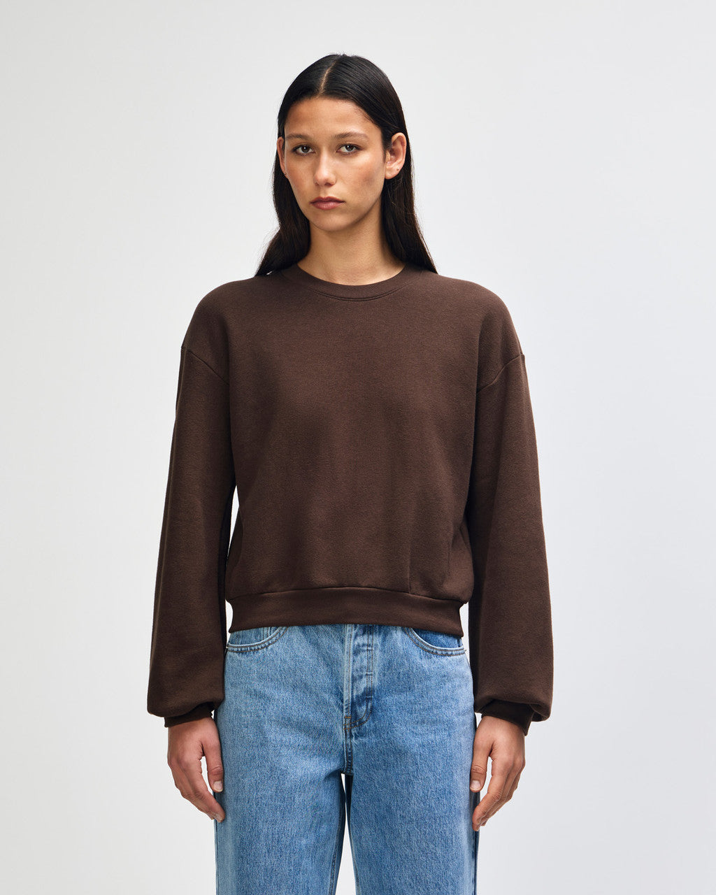 American Apparel RF494 Boxy Cropped Crewneck - Brown