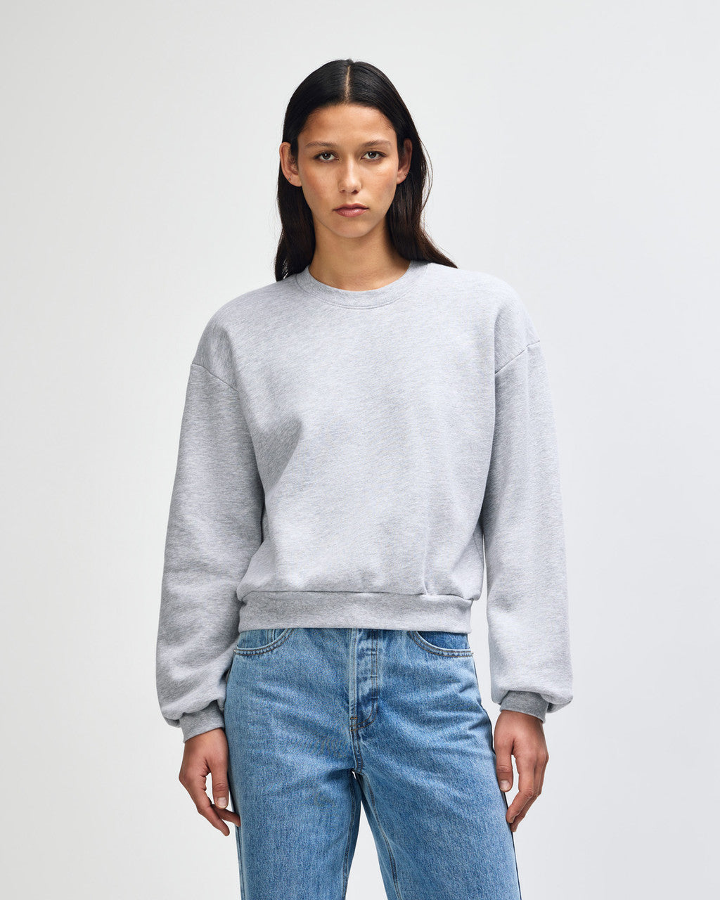 American Apparel RF494 Boxy Cropped Crewneck - Heather Grey