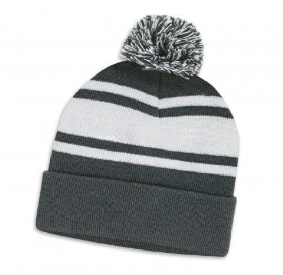 Striped Beanie with pom pom