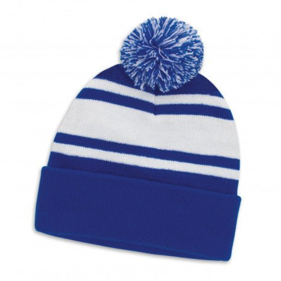 Striped Beanie with pom pom