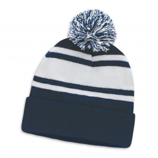 Striped Beanie with pom pom