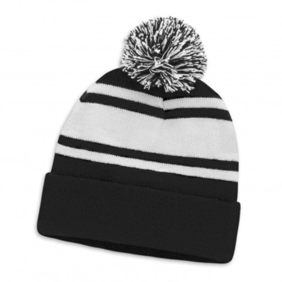 Striped Beanie with pom pom