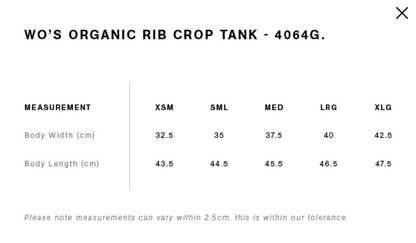 Women's Organic Rib Crop Tank
