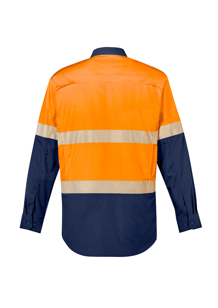 ZW229 Hi Vis Segmented Tape Long Sleeve Shirt Orange/Navy - back