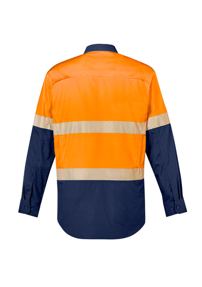 ZW229 Hi Vis Segmented Tape Long Sleeve Shirt Orange/Navy - back