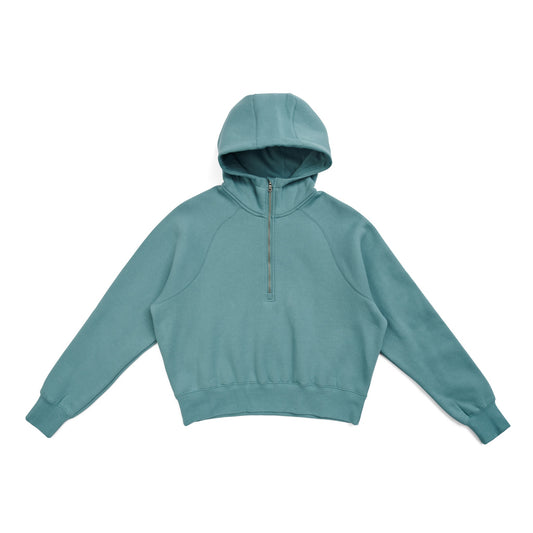 WOMEN'S STENCIL HALF ZIP WITH HOOD